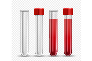 Realistic glass test tube with blood, an Illustration by Frogella