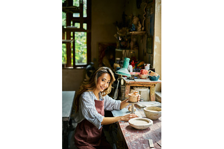 Female artist sculpts crafts with, an Arts & Entertainment Photo by Gladkov photography