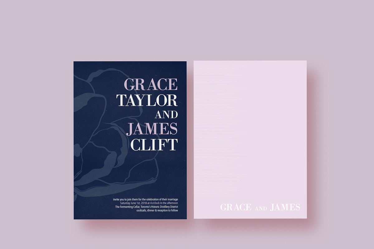 Magnolia Stripes Wedding Invitation, an Invitation Template by Laura K Invitations (Photo 2 of 2)