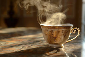 A hot cup of tea with steam rising f, a Photo by Iftikhar Alam