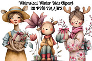 Whimsical Winter Kids Clipart, an Illustration by DreamArtGraphic (Thumbnail 1 of 5)