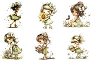 Whimsical Spring Girls Clipart, an Illustration by Designking (Thumbnail 4 of 5)