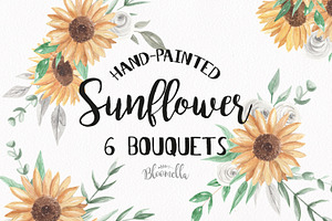 Sunflower Watercolor Floral Bouquets