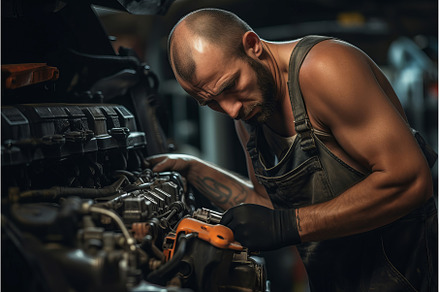 Determined Mechanic use wrench, an Industrial Photo by Ylivdesign