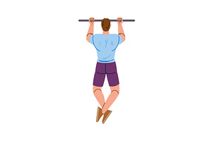 Strong man doing pull ups on, a Sport Illustration by pikepicture