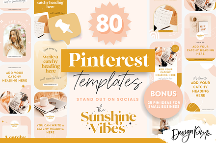 Boho Pinterest Pin Templates Canva, a Social Media Template by Design Pixie