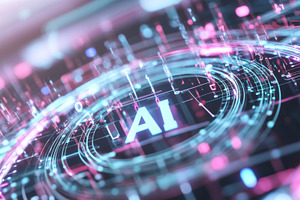 Futuristic abstract design featuring bold AI concept with neon c, a Photo by Dvoevnore photos