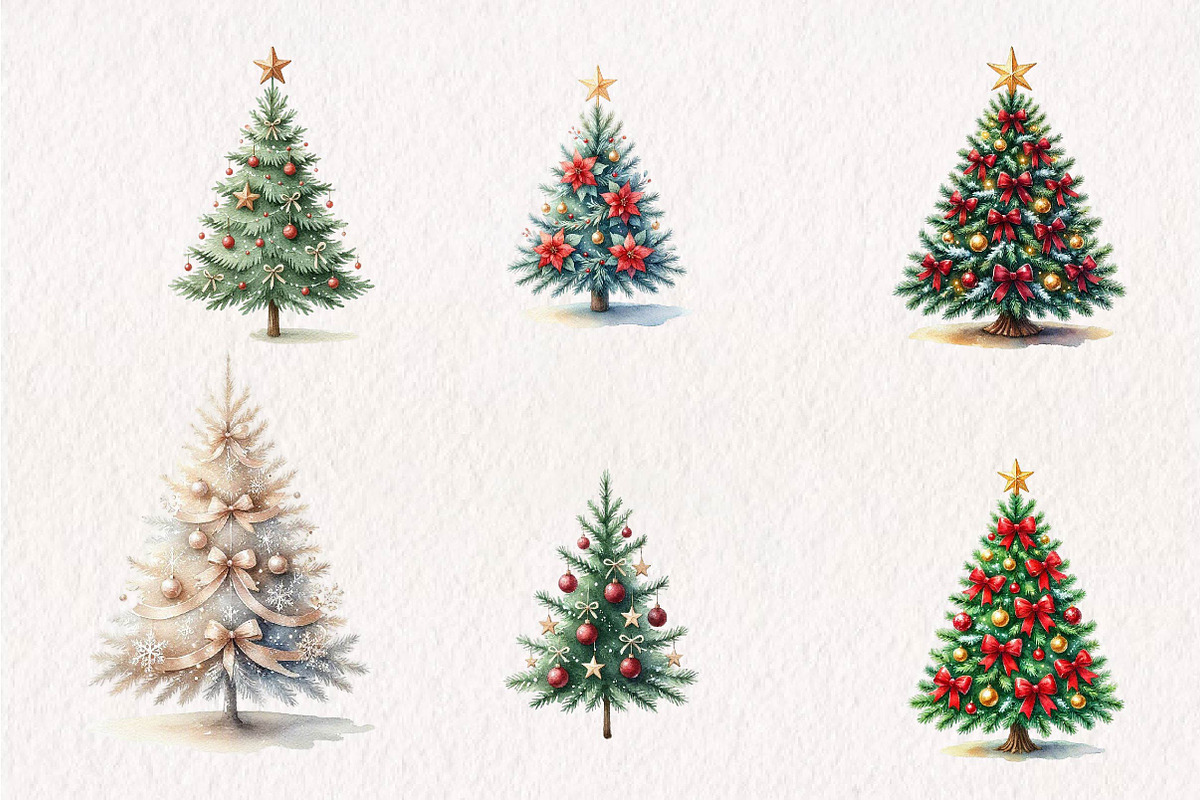 Christmas Tree Clipart Bundle, a Seasonal Illustration by CreationArt (Photo 2 of 7)