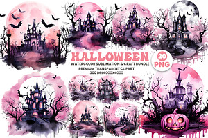 Halloween Haunted House PNG Bundle
