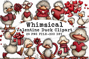 Whimsical Valentine Duck Clipart, an Illustration by Libby Wishes (Thumbnail 1 of 7)