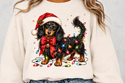 Christmas Dachshund with Red Bow PNG, a Seasonal Illustration by Canvas Craft (Thumbnail 5 of 6)