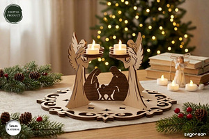 3D Nativity Angel Candle Stand SVG