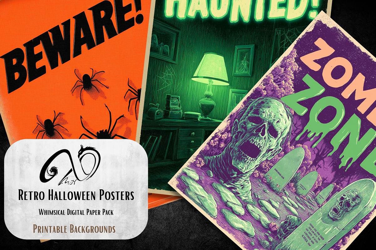Retro Halloween Posters, a Background Graphic by NiiiNArt (Photo 7 of 9)