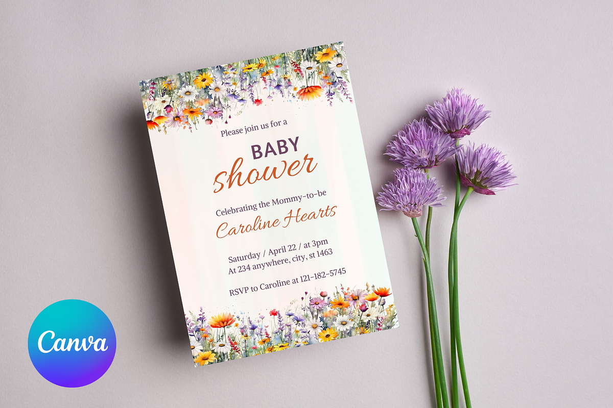 Baby Shower Invitation Template, an Invitation Template by SimoDigitalArt (Photo 8 of 10)
