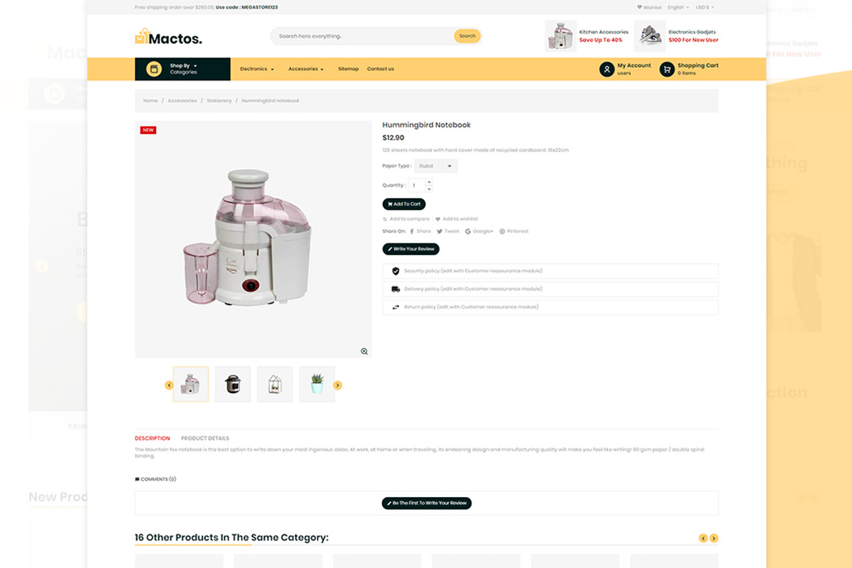 Mactos - Mega Store PrestaShop Theme, a Bootstrap Template by Pichforest Studio (Photo 5 of 5)