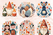 Watercolor Easter Folk Art Clipart, a Seasonal Illustration by GiraffeCreative (Thumbnail 4 of 9)