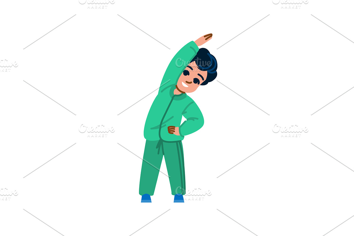 Young boy stretching body and, a Sport Illustration by pikepicture