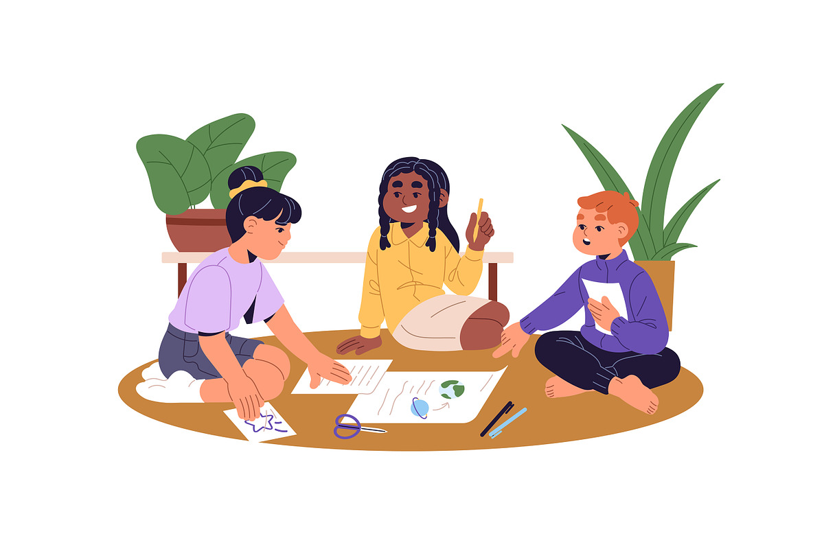 Children do homework, kids study set, an Education Illustration by PaperTrident (Photo 2 of 8)