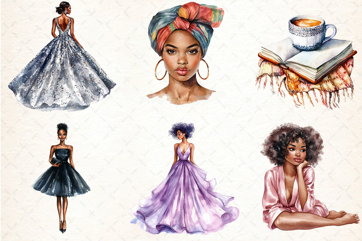 Elegant African American Girls, an Illustration by DreamCafeArt (Photo 7 of 7)