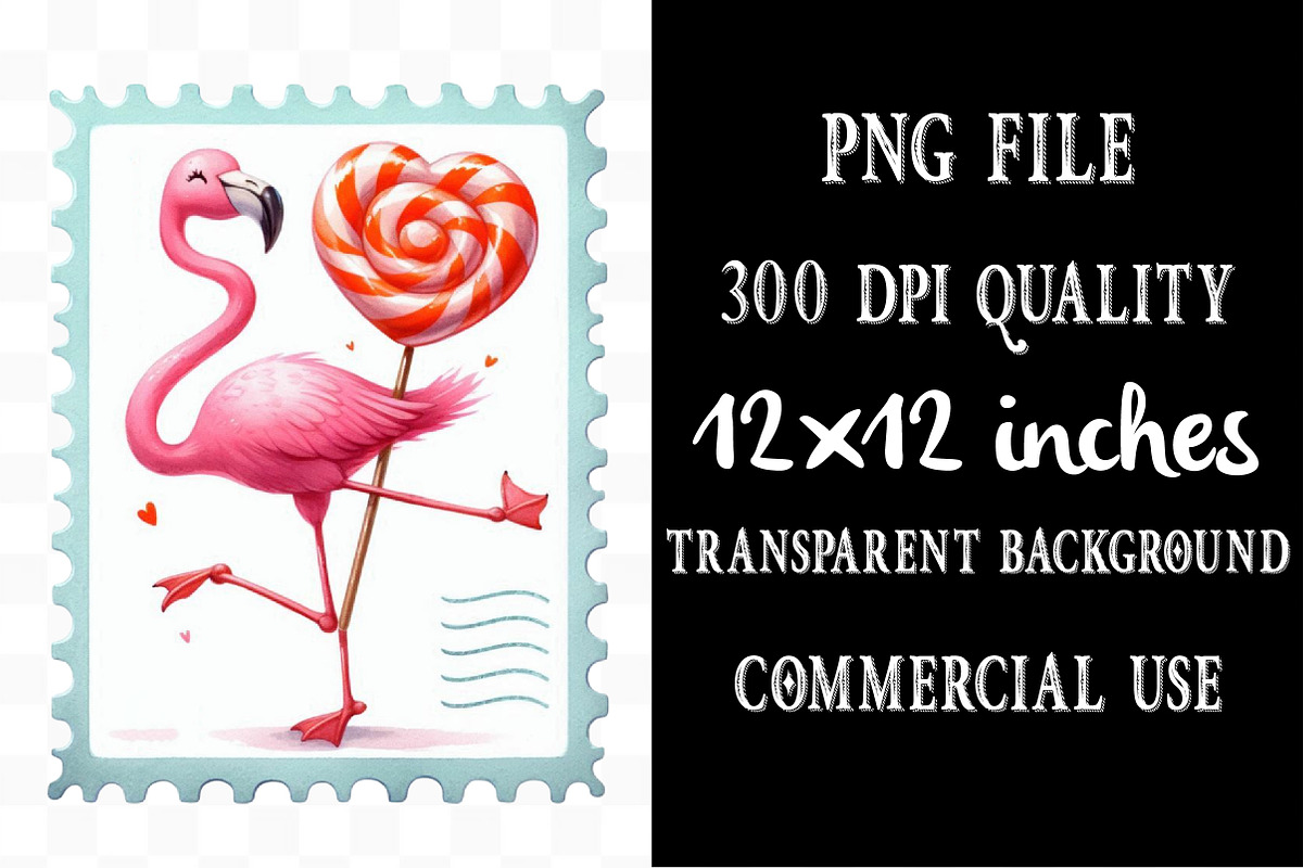 Valentine's Flamingo Postage Stamp, an Illustration by Designking (Photo 4 of 5)