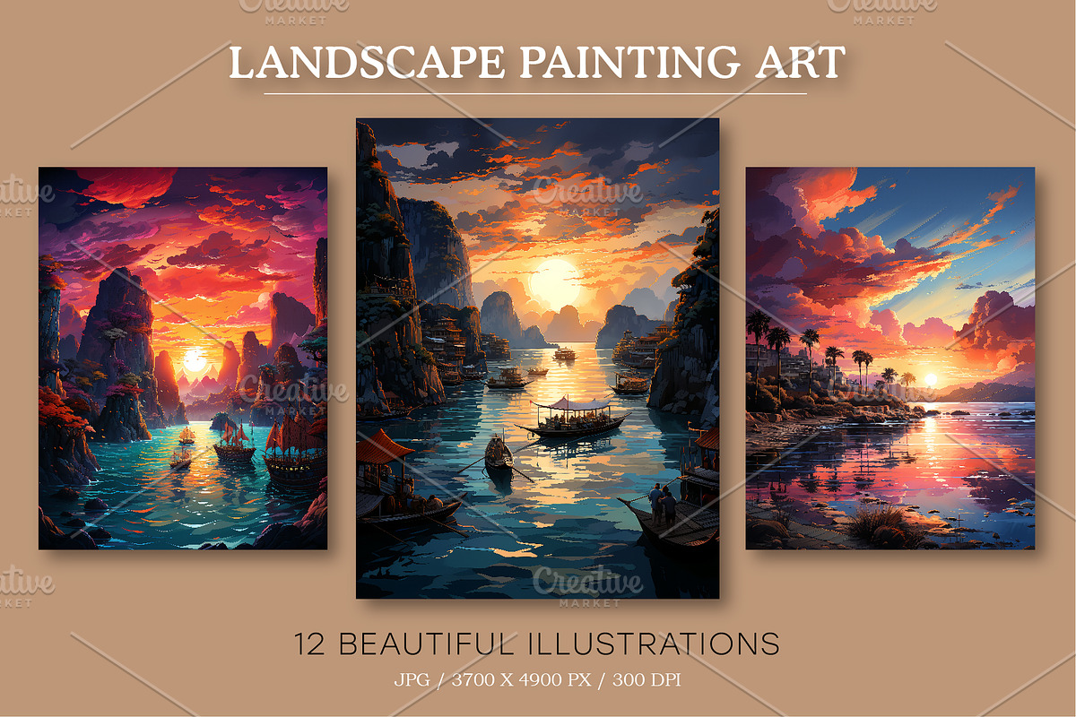Landscape Painting Art 01. Wall Art., a Decorative Illustration by KENO Mascots (Photo 1 of 8)