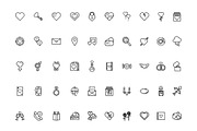 Heart Love Line Icons Set, an Outline Icon by studiogstock (Thumbnail 1 of 4)