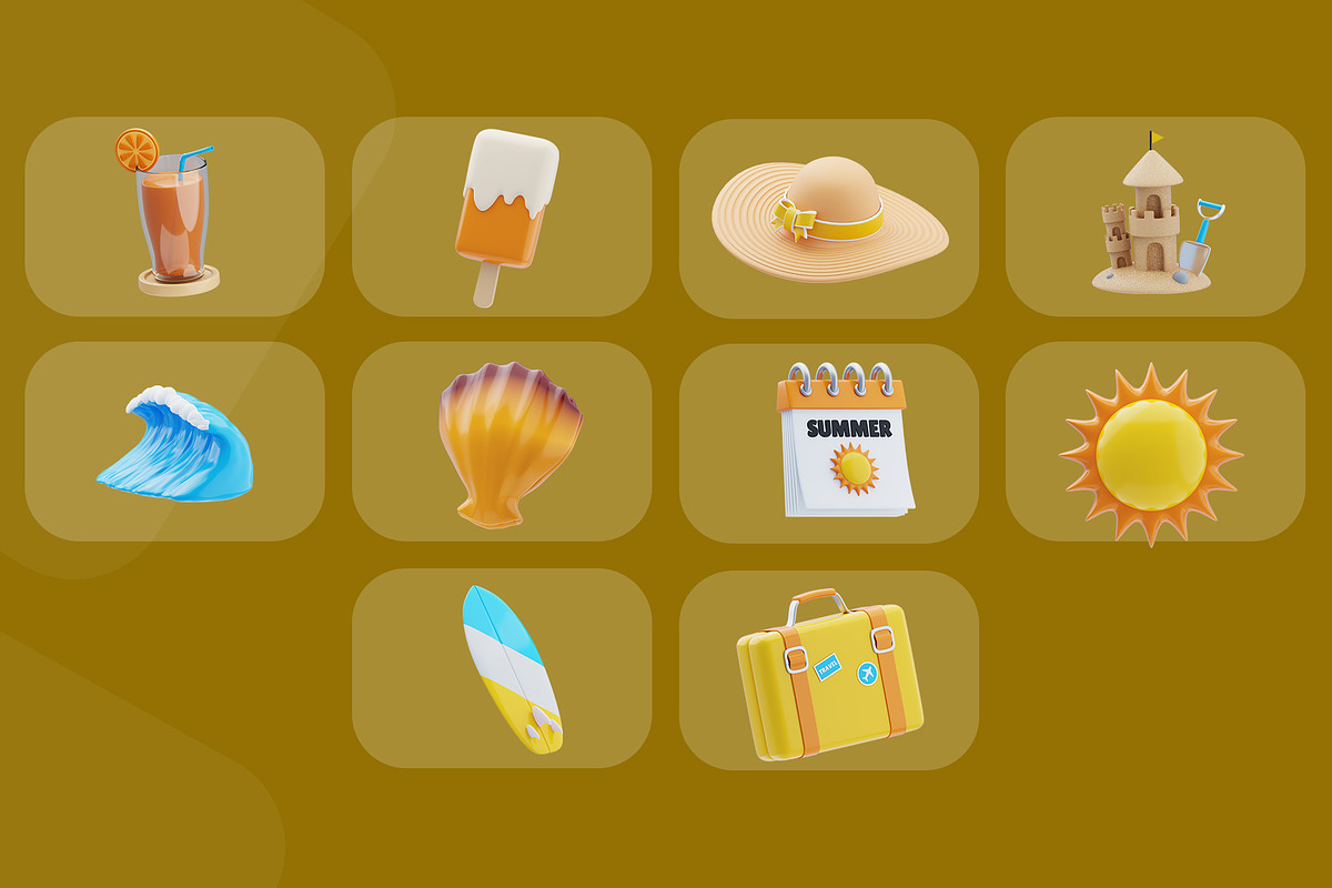 Summer Holiday 3D Icon Pack, a 3D by novia99design (Photo 6 of 6)