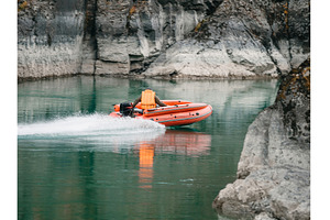 Motorboat on Azure River Surrounded, a Sports & Recreation Photo by Fascinadora