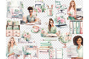 Planner Girl Clipart | Boss Babe PNG, a Work Illustration by GlamArtZhanna (Thumbnail 5 of 6)