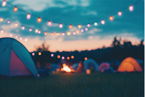 Outdoor camping festival at dusk, a Sports & Recreation Photo by Lermont51