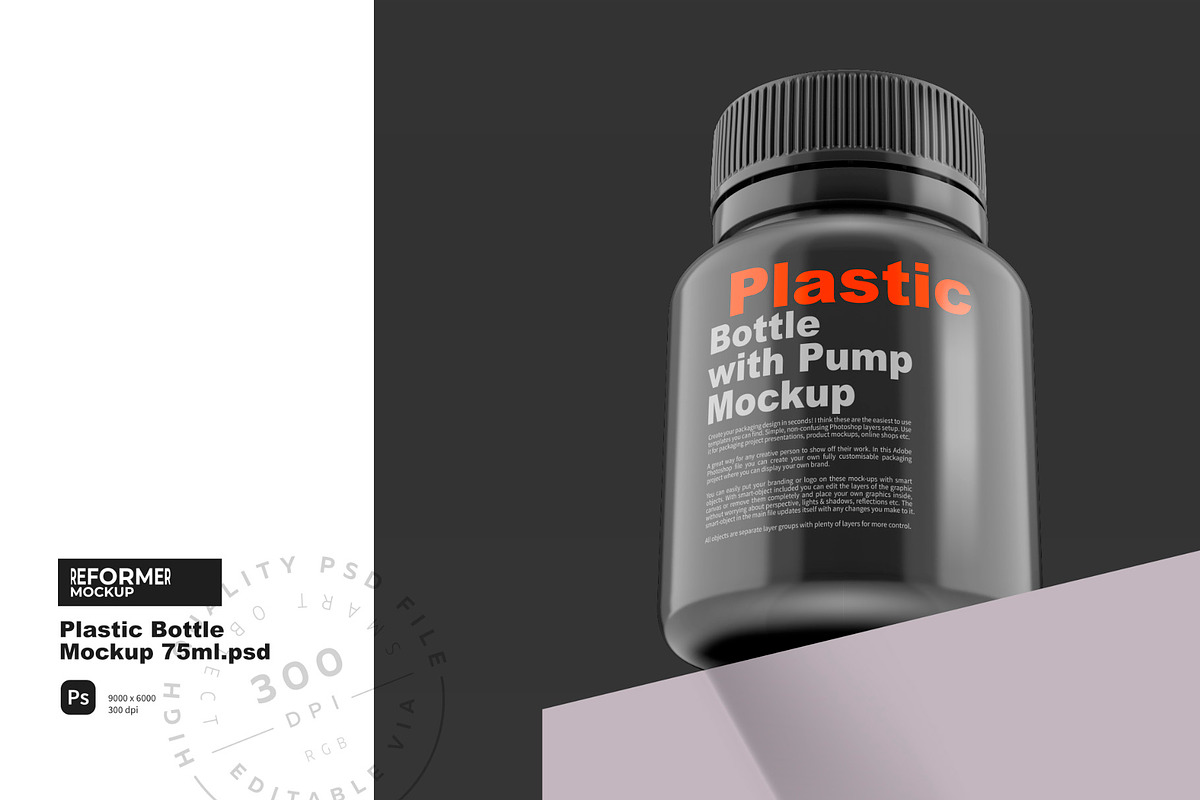 Plastic Bottle Mockup 75ml, a Packaging Mockup by Reformer Mockup (Photo 3 of 7)