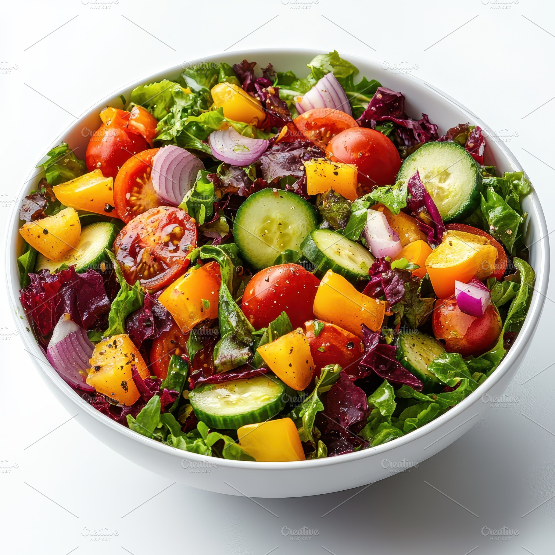 Fresh vibrant vegetable salad in a b, a Food & Drink Photo by Pixeness Studio