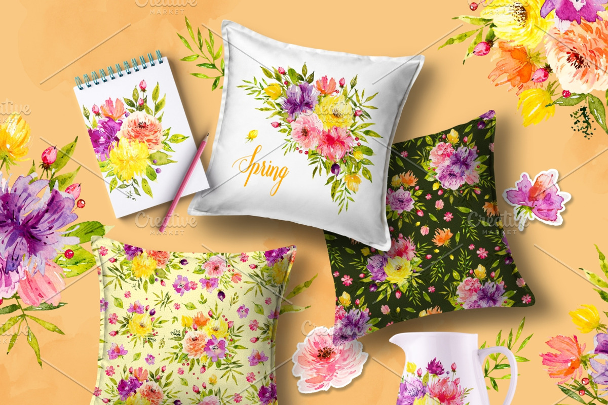 Spring flowers. Watercolor., a Decorative Illustration by Ekaterina Mikheeva (Photo 8 of 8)