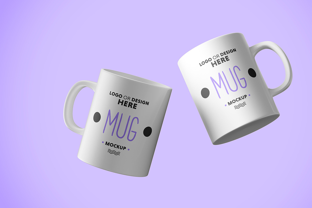 White Ceramic Double Mug Mock-up, a Cups & Container Mockup by imonedesign
