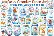 Pastel Aquarium Fish In Jar Clipart, an Illustration by Sublimation Artist (Thumbnail 1 of 6)