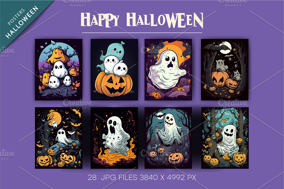 Halloween ghost with pumpkins., an Animal Illustration by KENO Mascots (Photo 4 of 5)