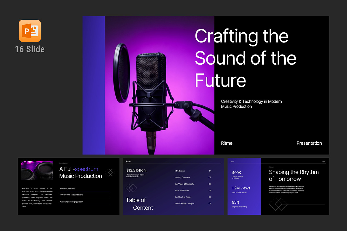 Black Modern Music Presentation, a Presentation Template by Eklip Studio (Photo 1 of 6)