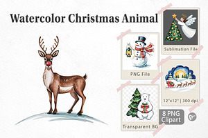Watercolor Christmas Animal, a Graphic by Artnoy