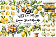Lemon Watercolor Clipart, an Illustration by Designking (Thumbnail 1 of 5)