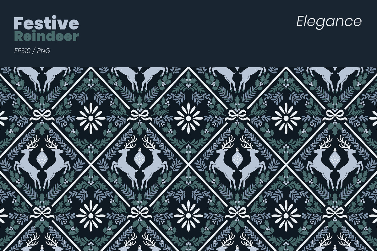 Festive Reindeer Seamless Pattern, a Background Graphic by moja doodle (Photo 4 of 7)