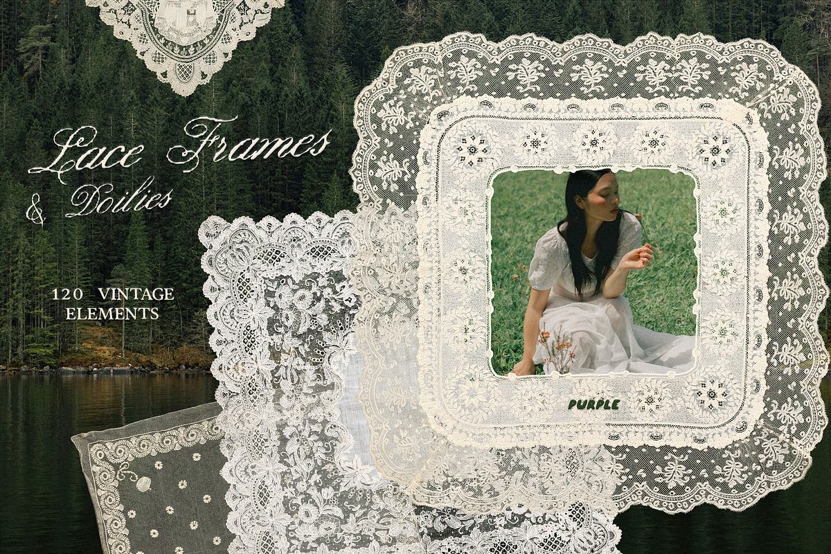 Vintage Lace Frames & Doilies, an Object Graphic by Purple (Photo 1 of 14)
