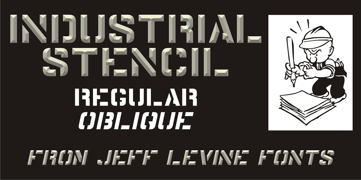 Industrial Stencil JNL, a Sans Serif Font by Jeff Levine Fonts