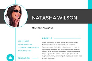 2 In 1 Turquoise Photo Word Resume