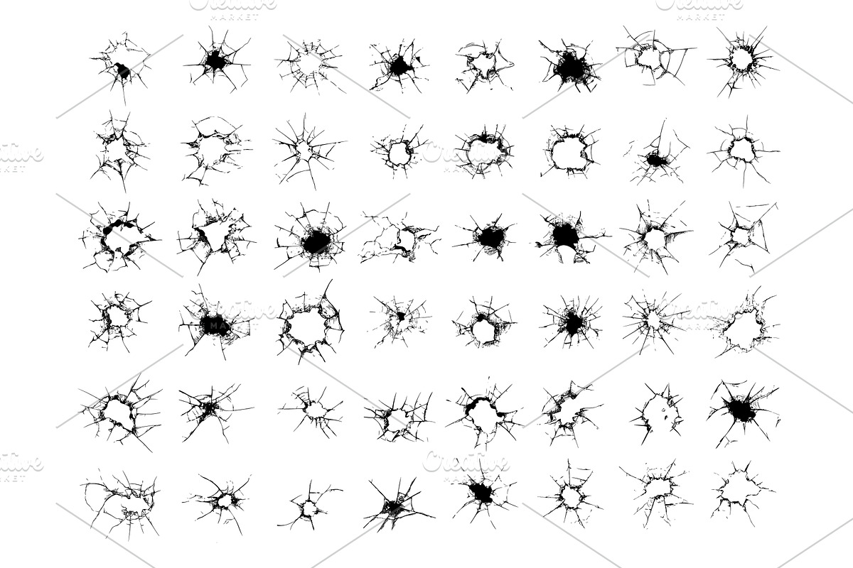 Shattered broken glass holes black, a Texture Illustration by Onyx