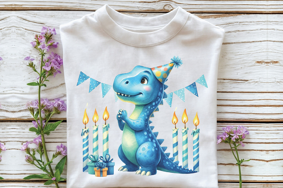 Blue Dinosaur Birthday PNG, an Illustration by CraftArtStudio (Photo 3 of 6)