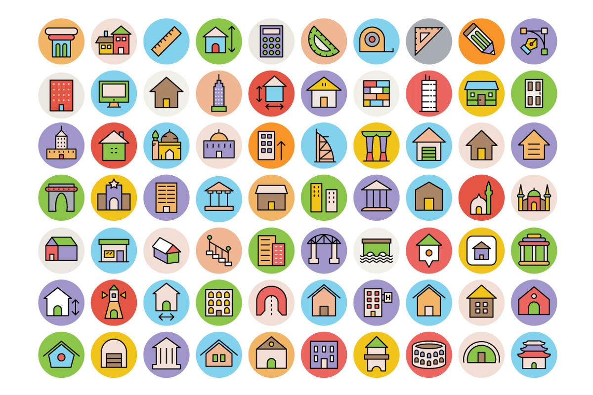 150 Architecture and Buildings Icons preview 2