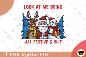 Look At Me Being All Festive Png, an Illustration by Watercolor design