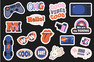 Y2K Retro Stickers, an Illustration by alexdndz