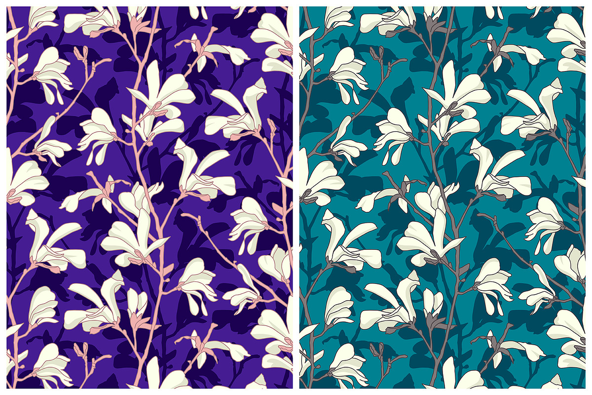 Magnolia flowers blooming set, a Pattern Graphic by Krolja (Photo 3 of 9)
