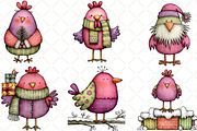 Quirky Christmas Chicken Clipart, an Illustration by Black Bird Studio (Thumbnail 3 of 6)